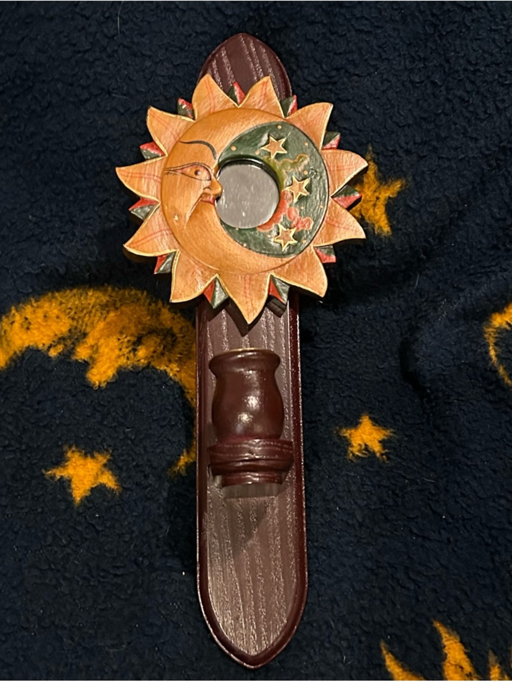 Vintage 90s Celestial Moon Mirror Candle Holder Whimsigoth Gallery Wall Decor